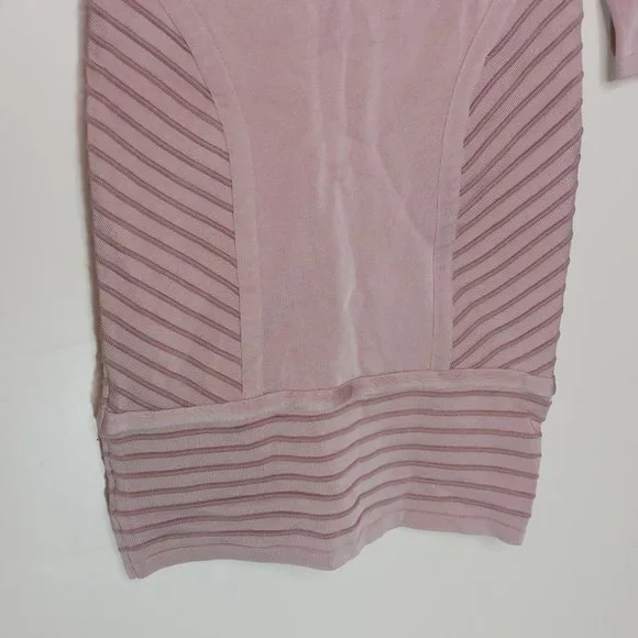 Bebe Dress Bodycorn Pink Small Stretch 3/4 sleeves - Picture 3 of 9
